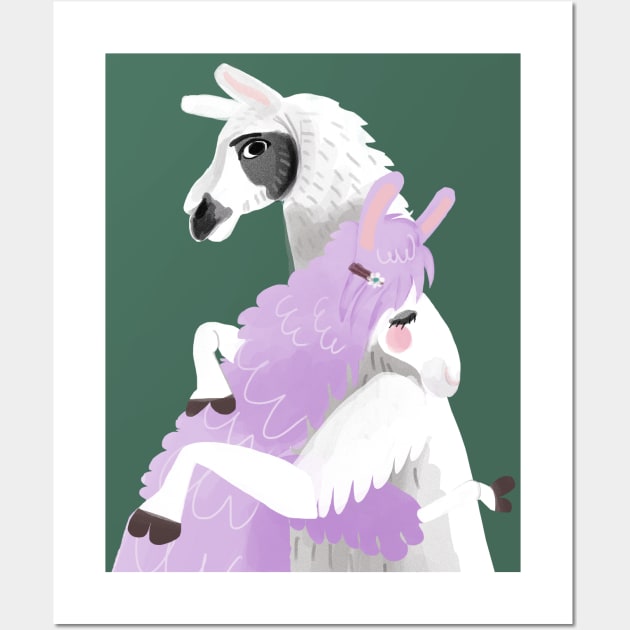 Llama hugs Wall Art by belettelepink